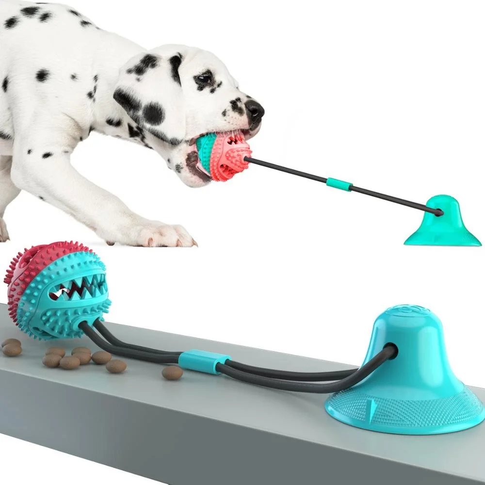 Dog Rope Ball Pull Toy Suction Cup Chew Tug Toys Squeak And Mute TPR