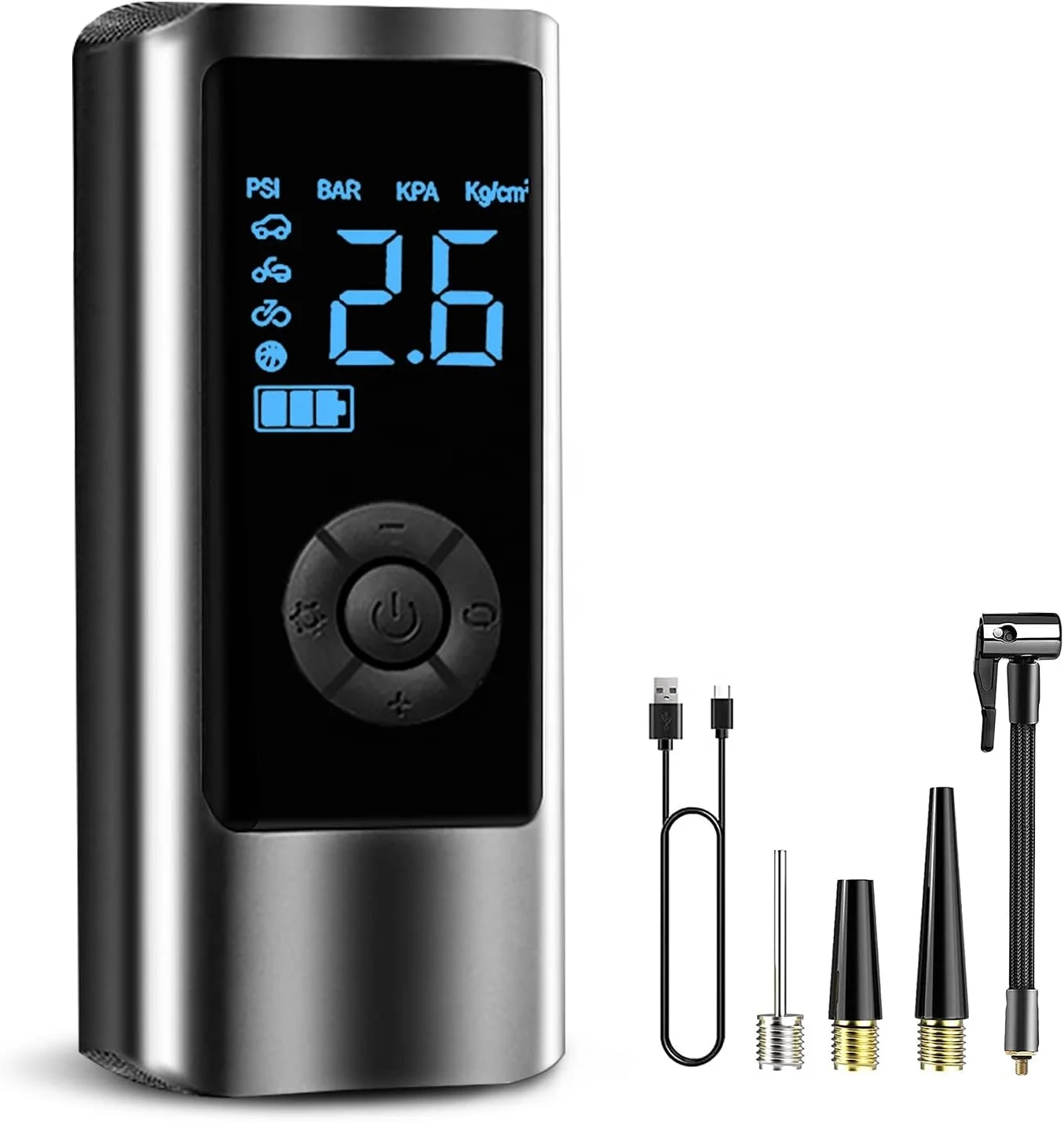 Digital PR1901203 Portable Air Pump with bright and long lasting Emergency LED light Fast Tire Air Pump for Car Bike Motorcycles