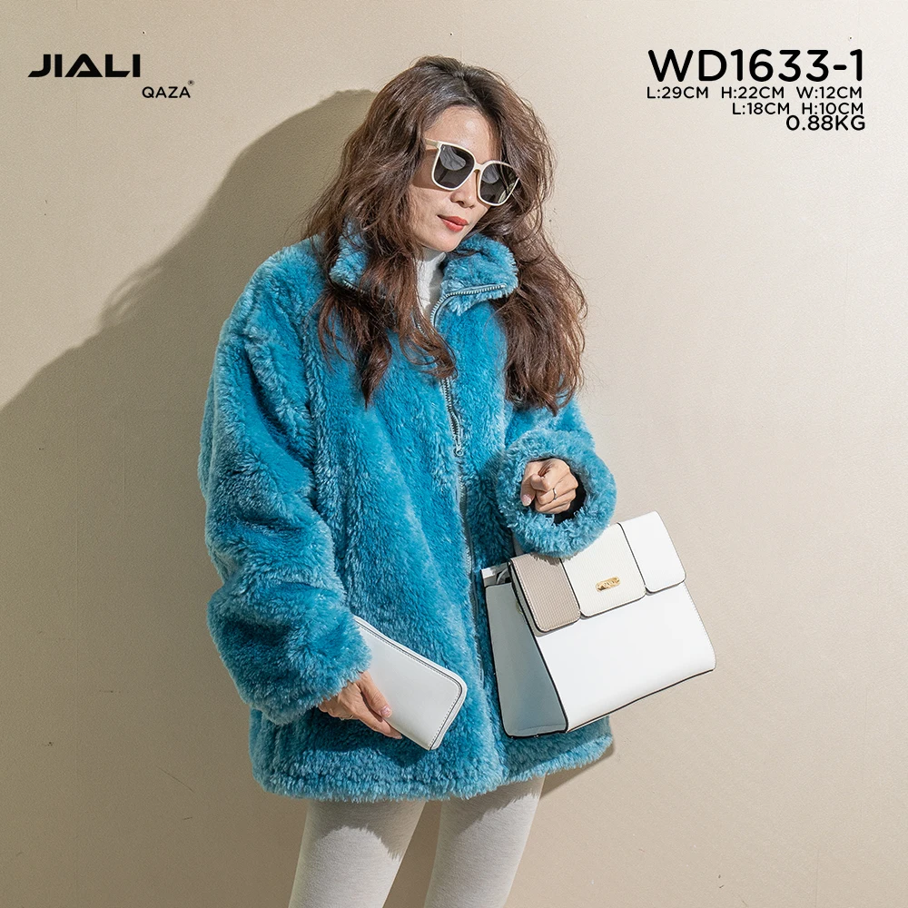 QAZA luxury 2 in 1 ladies hand bags 2024 latest designer fashion PU leather women color matching shoulder handbag with purse