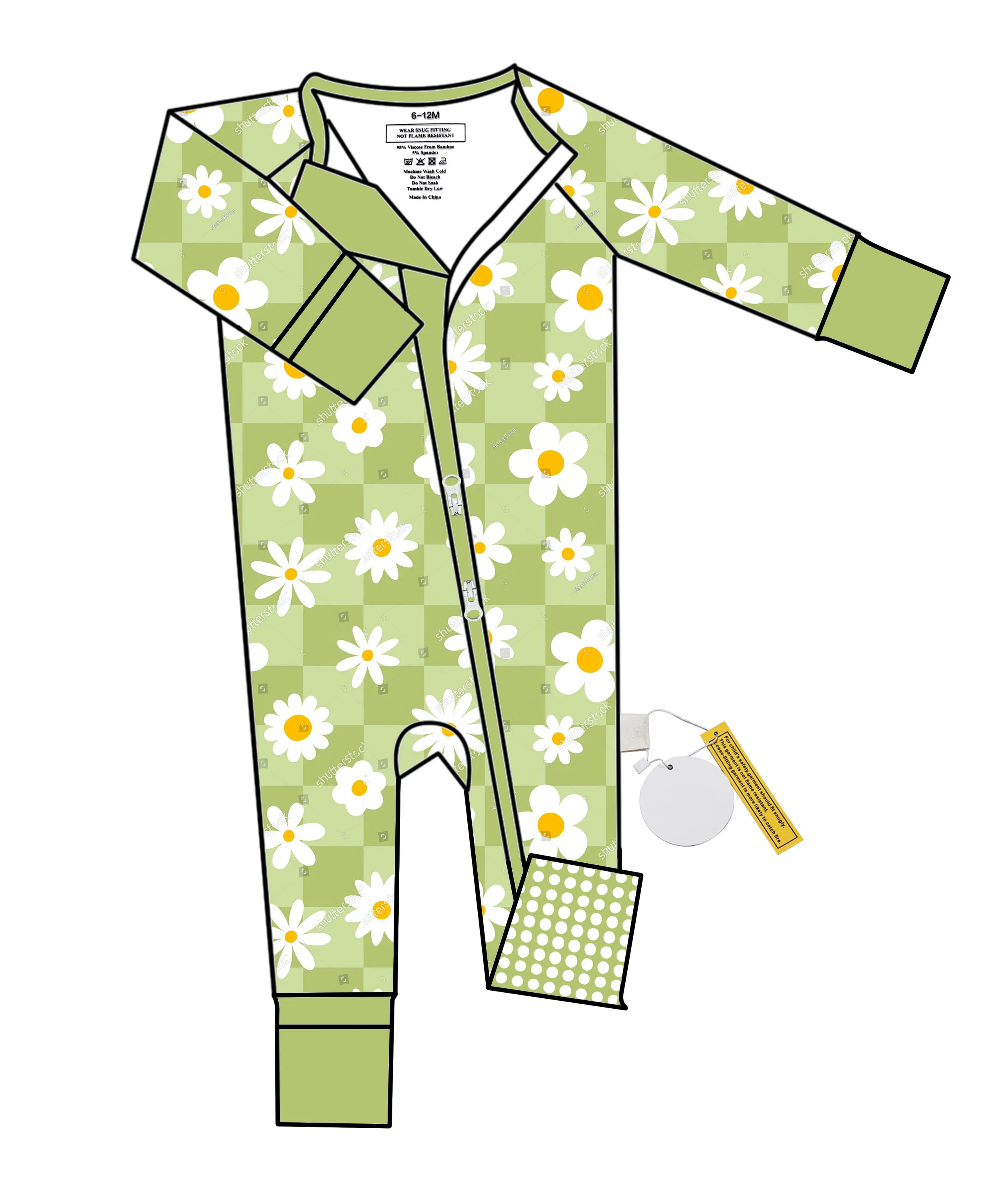 Newborn Bamboo Clothes Romper with Zipper Custom White Footed Pajamas for Boys Long Sleepwear Winter Print Pattern 0-3 Months