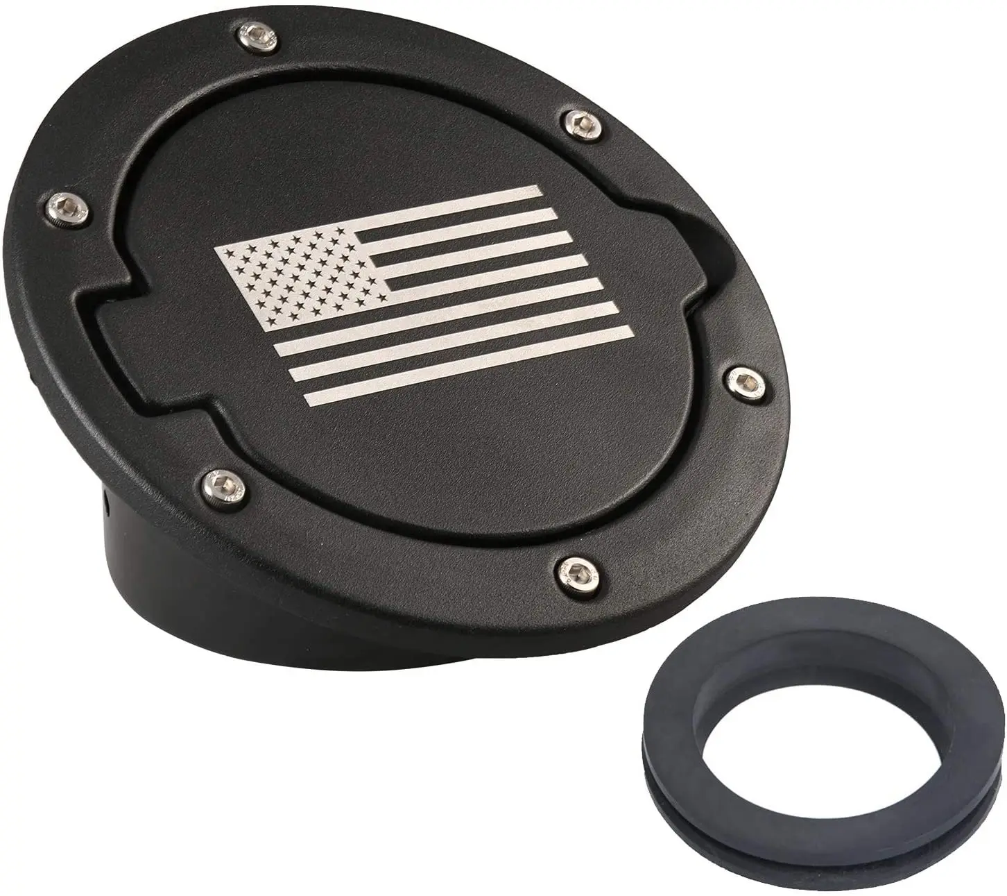 2/4 Doors US Flag Aluminum Fuel Filler Door Gas Cap Tank Cover for 2007-2018 JK Sport & Unlimited Accessories