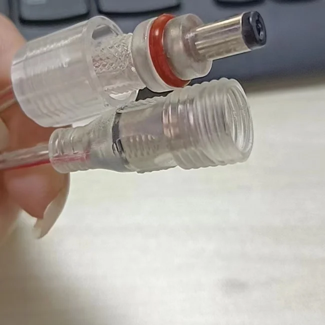 2M Length 5.5*2.1 0.5 20AWG  LED neon Light Transparent Clear Cable Wire Female DC Power Plug Connector