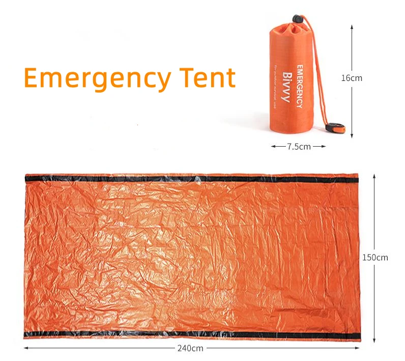 240CM X 150CM Portable Outdoor Disaster Relief Tent Camping Temporary Simple Warm Single Layer Aluminum Film Triangle Tent