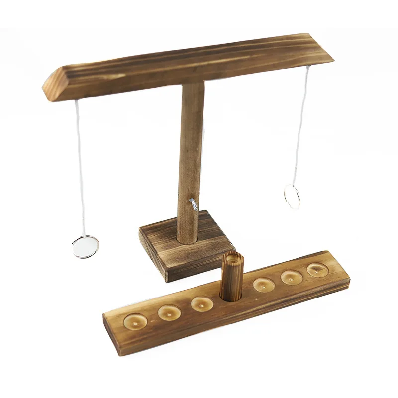 Creative Ring Toss Game Hooks Ring Toss with Shot Ladder Bundle Wooden Hook and Ring Toss Tailgating Game Set