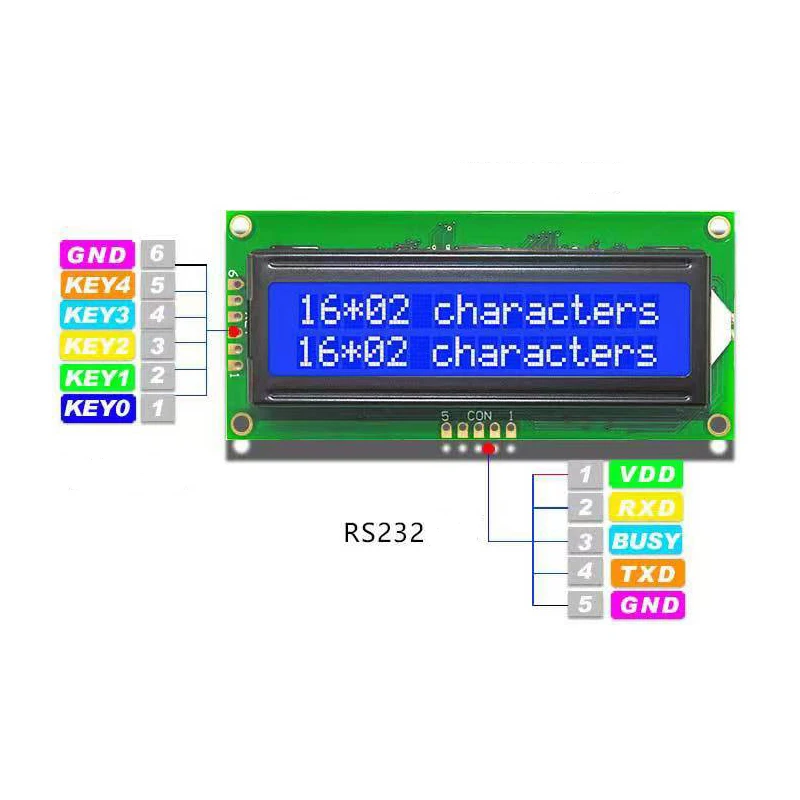 STN 602 синий символьный ЖК-интерфейс UART 5 в 16x2 ЖК-Последовательный модуль дисплея для Arduino