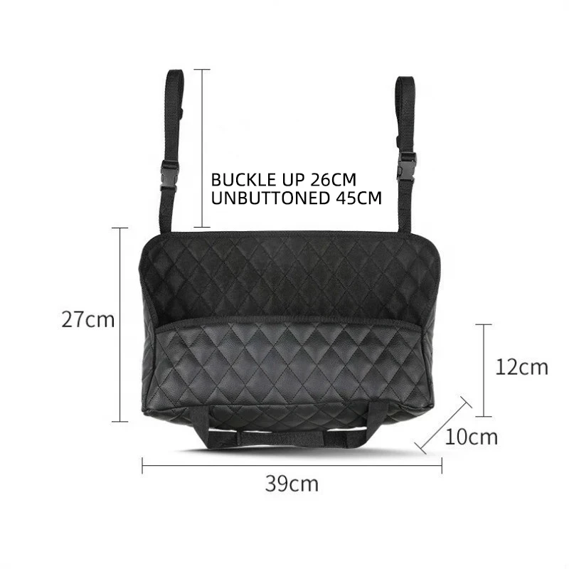 Hot Sale Durable Leather Car Net Pocket Hanging Storage Bag