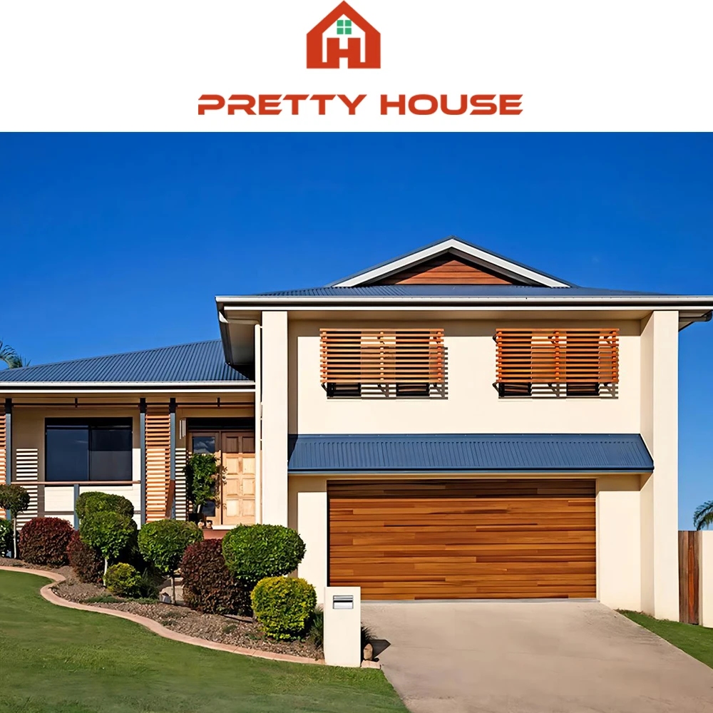 wood veneer hand carved pvc stacking garage doors