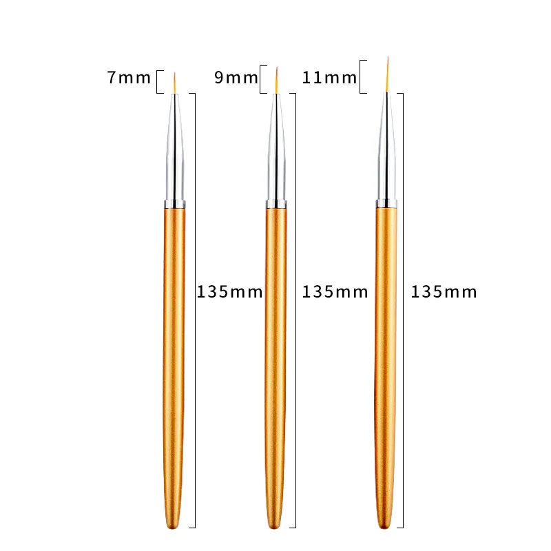3pcs/set Nail Art Liner Painting Pen 3D Tips DIY Acrylic UV Gel Brushes Drawing Kit Flower Line Grid French Design Manicure Tool