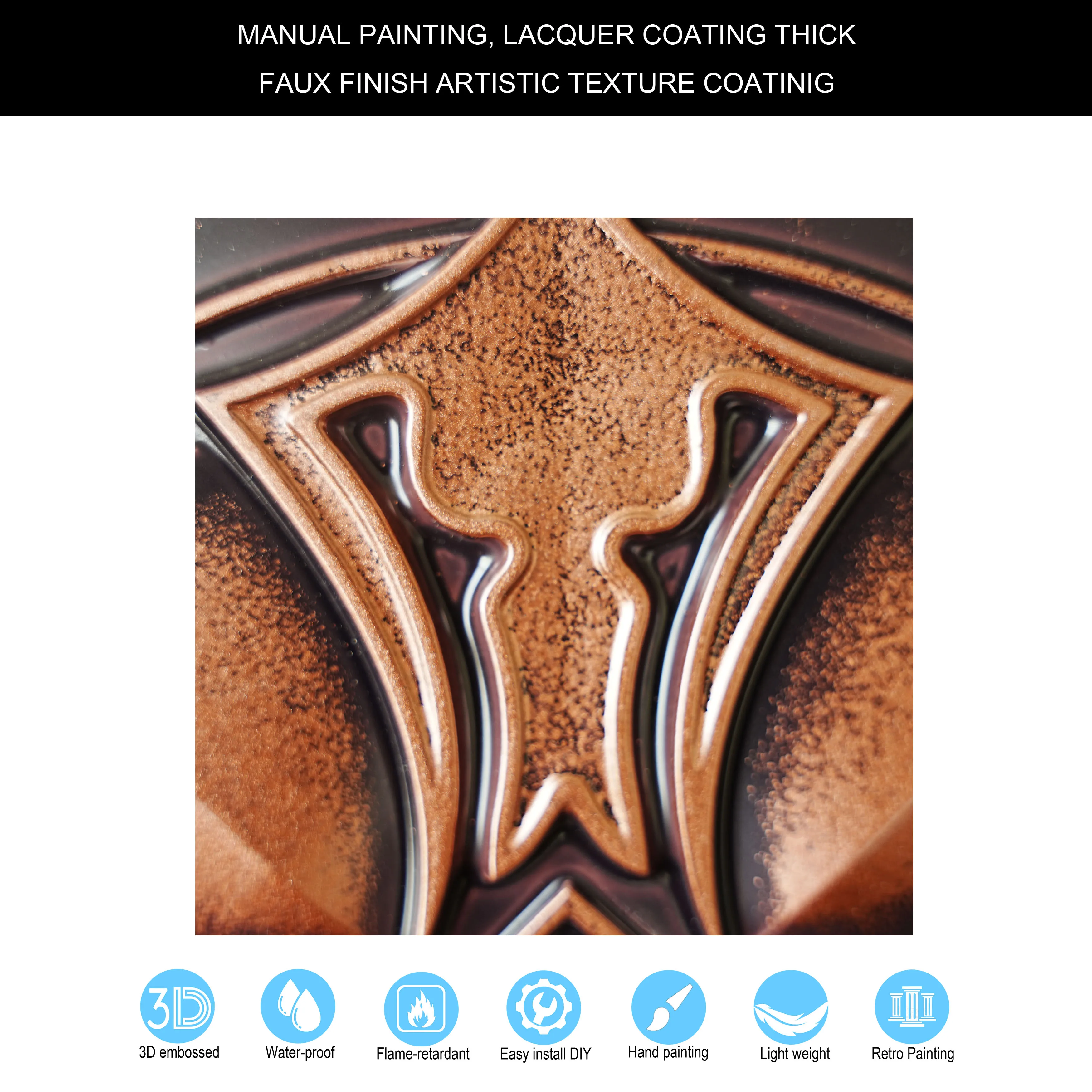 Ceiling Tile Faux Tin Painted Faux Tin Ceiling Tile 3D Wall Panels Decor for Cafe Club Salon PL01 Traditional copper PAINTSDECOR