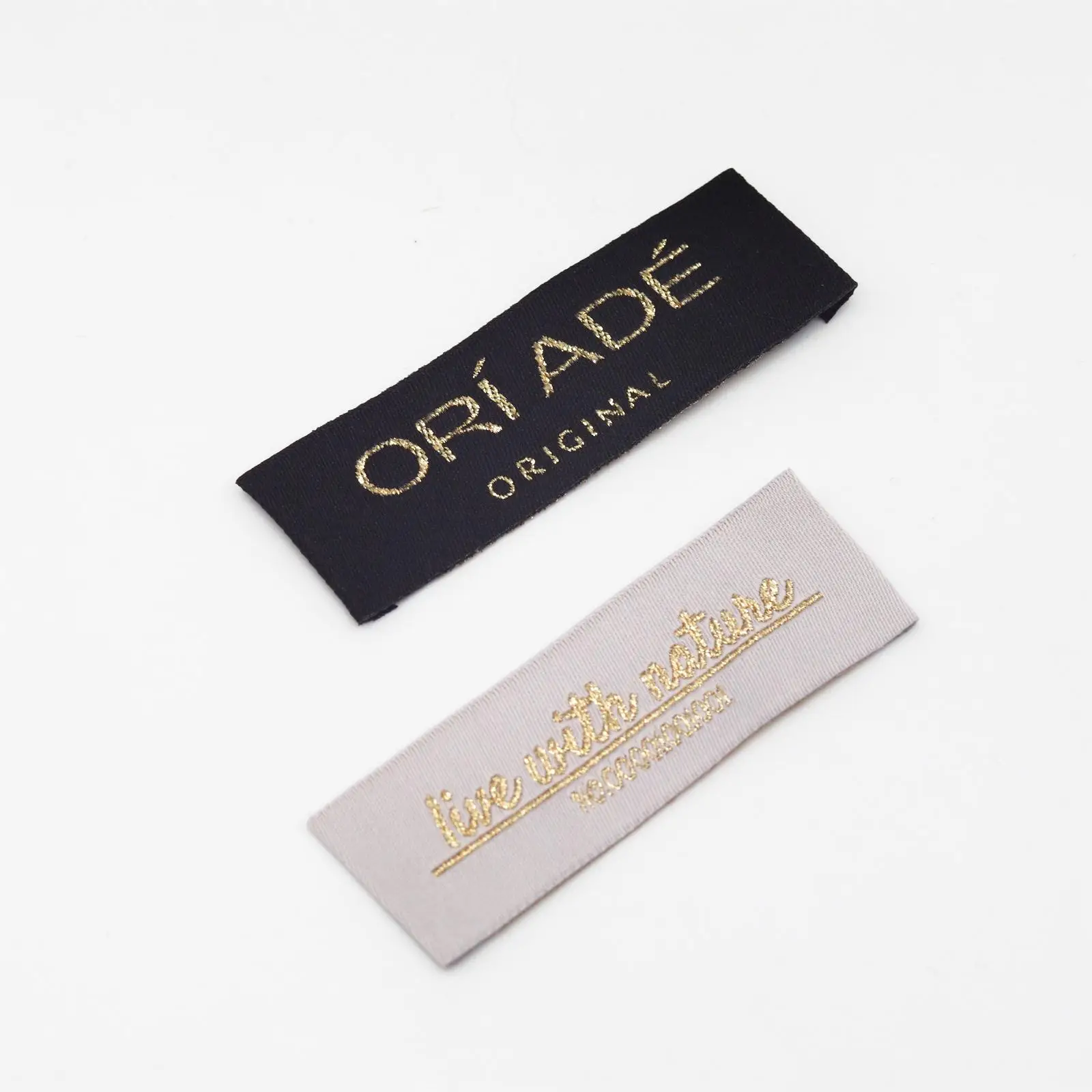 Custom Sewed Luxury metal wire Soft Satin Private Clothing Woven Label T-shirt Garment Main/Neck Label Tags