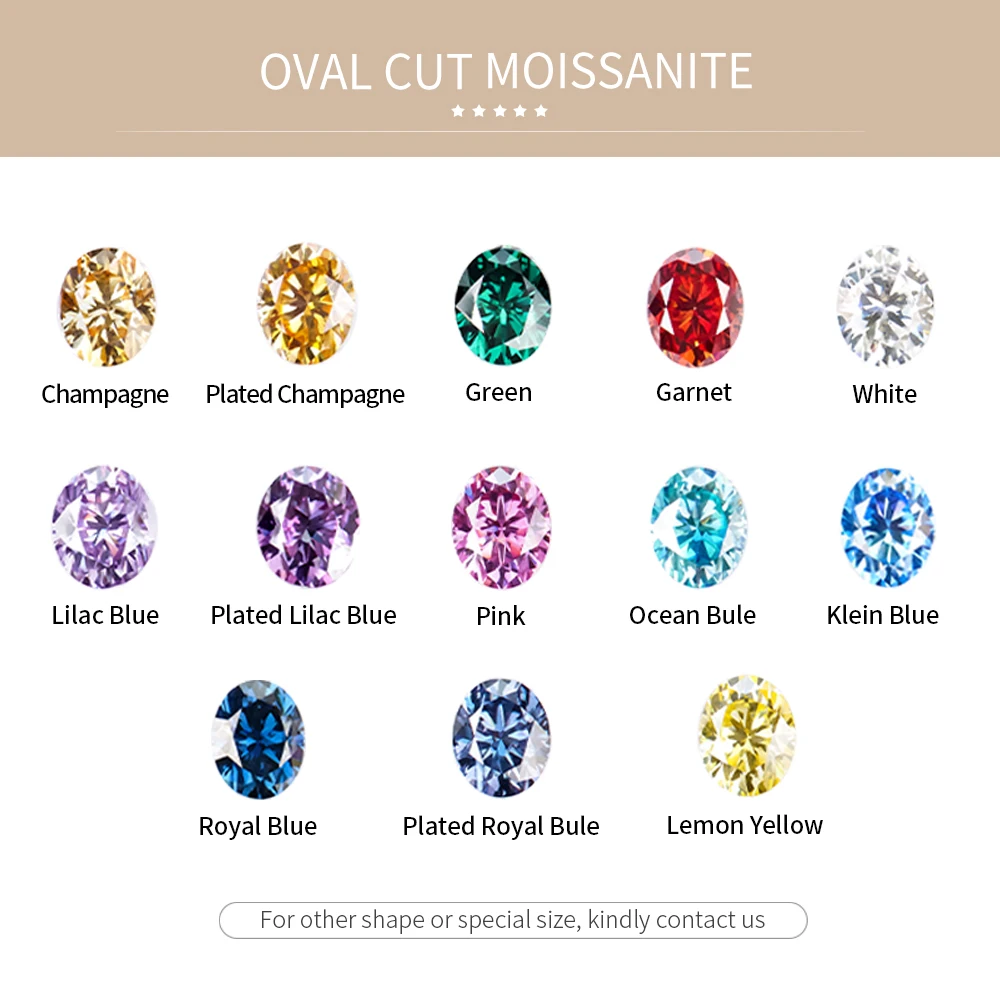 Gemstone Loose  High Quality  Moissanite colorful moissanite Oval Shape moissanite with GRA Certificate Factory Price