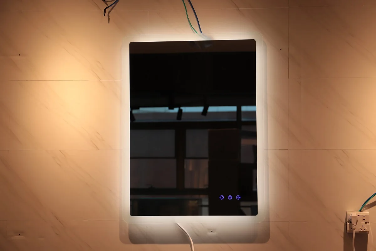 wholesale aluminum frameless rectangle modern bathroom decorative wall mirrors with led light