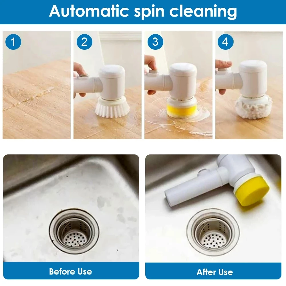 Battery Electric Cleaning Brush Electric Cleaning Brush Rechargeable For Bathroom