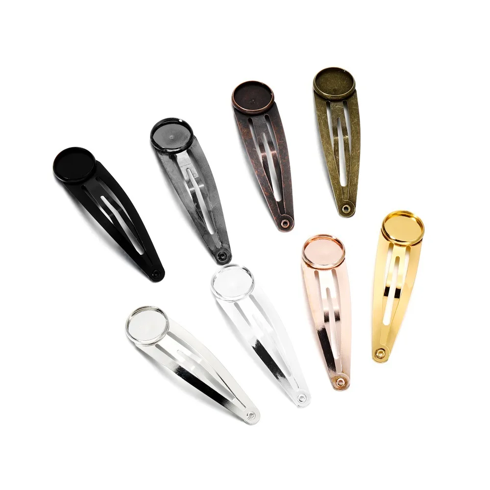 10pcs/bag Tray BB Clip Iron Rhodium Spring Hair Clips Automatic Clip Blank Width Setting For DIY Jewelry Making Base Accessories