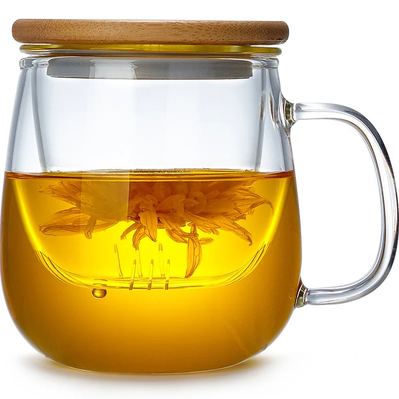 Top quality heat resistant double wall glass coffee tea cup with handle