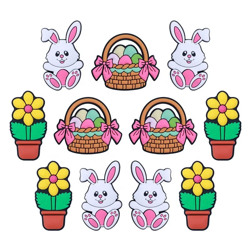 Wholesale manufacturer bpa free food grade rabbit egg flower pot easter silicone focal beads for pens