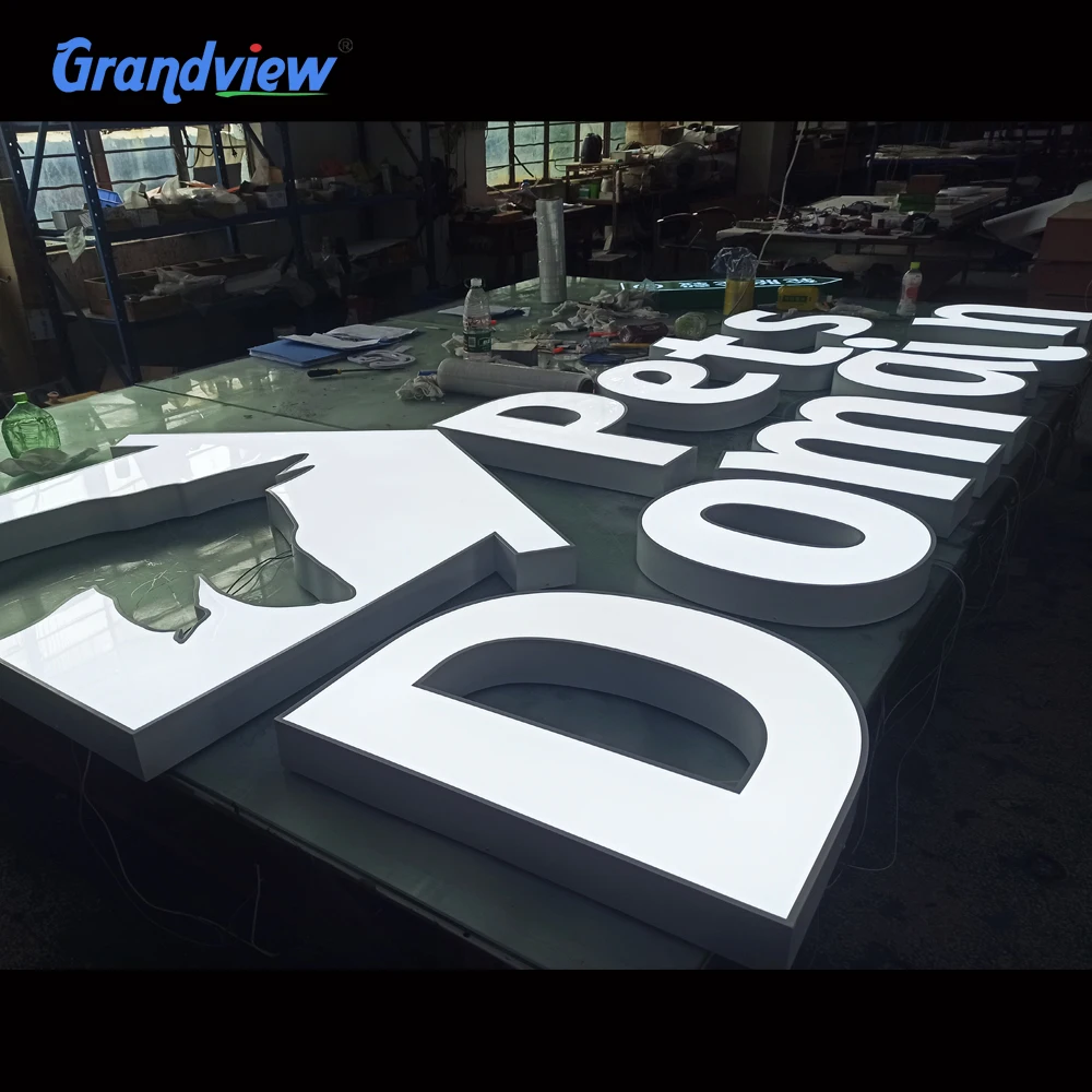 Outdoor shop wall metal signboard design company office acrylic 3d led store logo sign business retail signboard