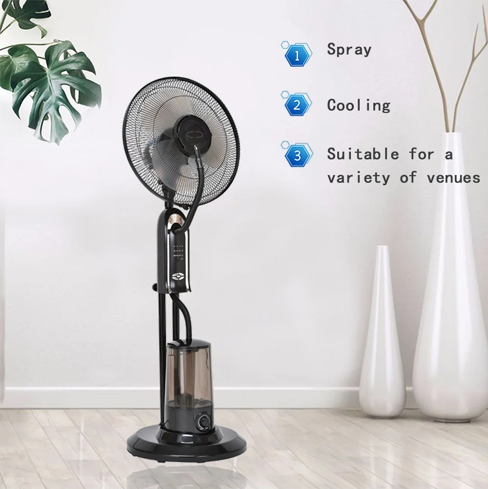 Customize Remote Control air cooler charged fan Digital portable rechargeable standing Electronic mist fan with water tank