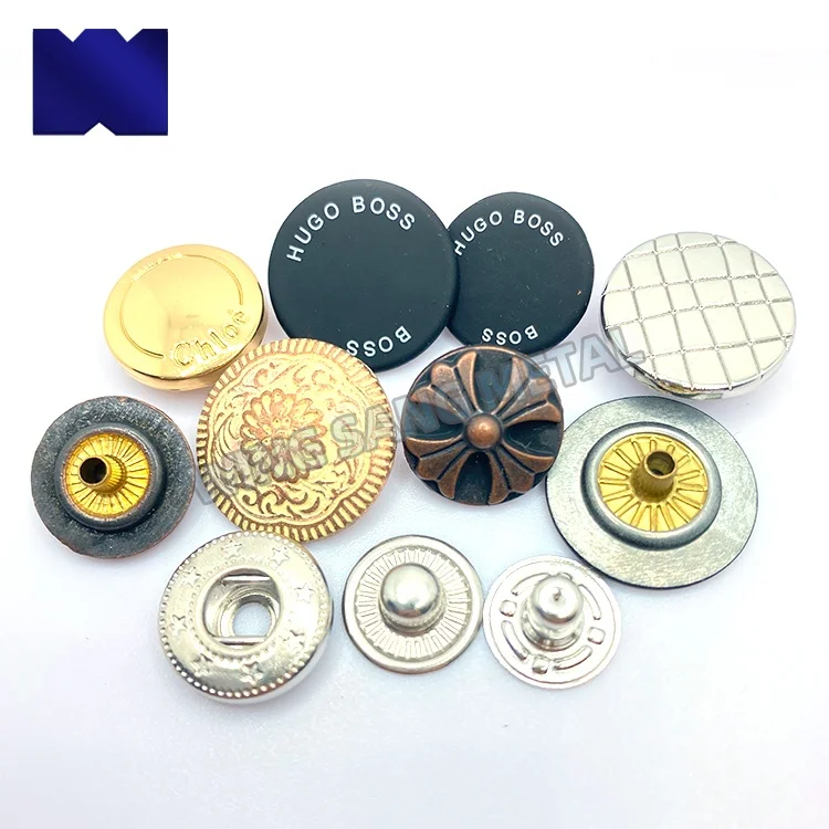 Горячая Распродажа, модные экологически чистые круглые латунные кнопки из цинкового сплава с пользовательским логотипом