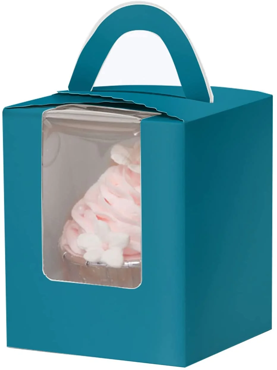 Custom Single Cupcake Box with Window and Adjustable Base Ideal for 2.5 Inch Cupcakes Perfect for Bakeries  Events