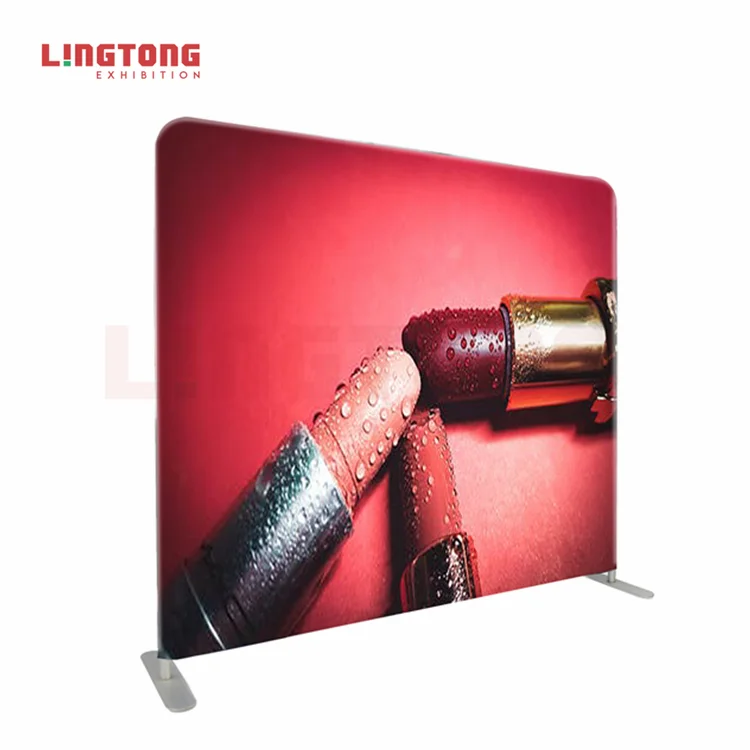 Lingtong Portable 8x8 Trade Show Square Pillow Case Tension Fabric Party Backdrop Stand For Decoration