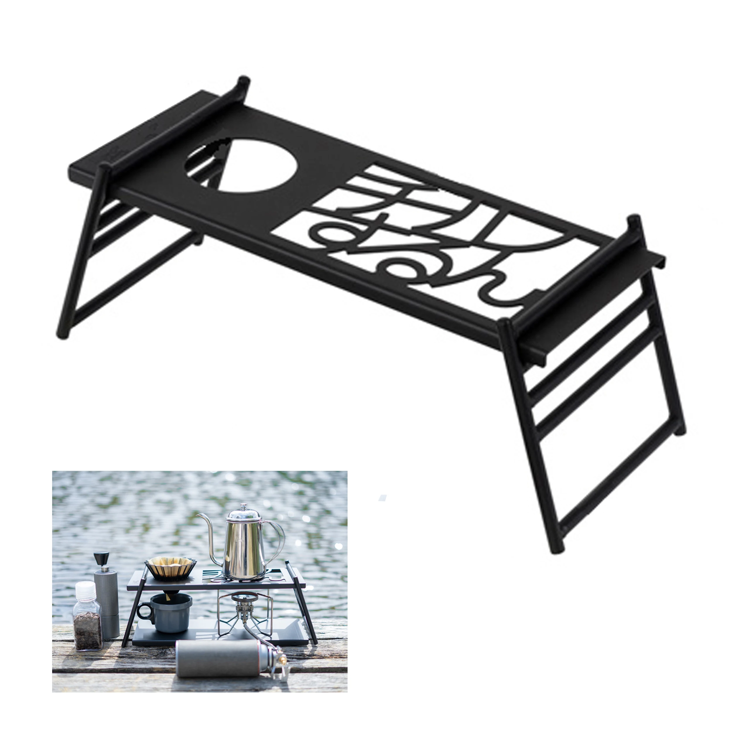 outdoor mini Camping gear folding Portable multifunctional coffee rack holder coffee table Japanese Style gas stove table stand