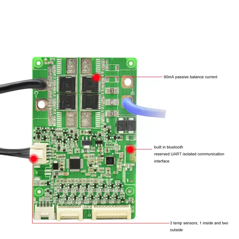 Jiabaida JBD BMS 10-17S 20A 40A 50A 60A 80A li ion lifepo4 smart bms с портом связи UART и встроенным модулем BT
