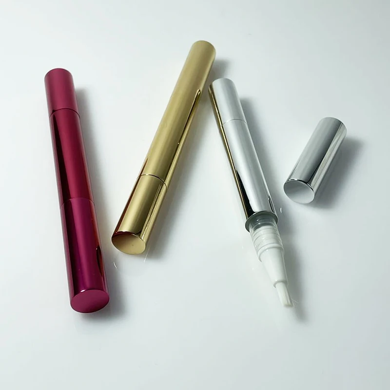 2ml 4ml Empty Aluminum Cosmetic Gold Twist Pen Lip Gloss Tubes With Brush Applicator