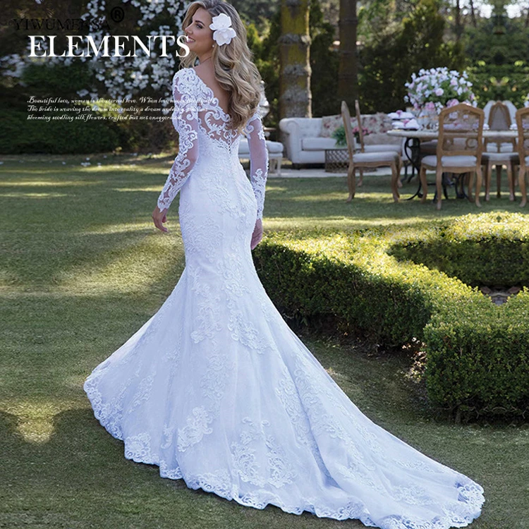 Factory Direct New Custom Size Dress Long Sleeve Wedding Dress Bridal Gown Lace Wedding Dress