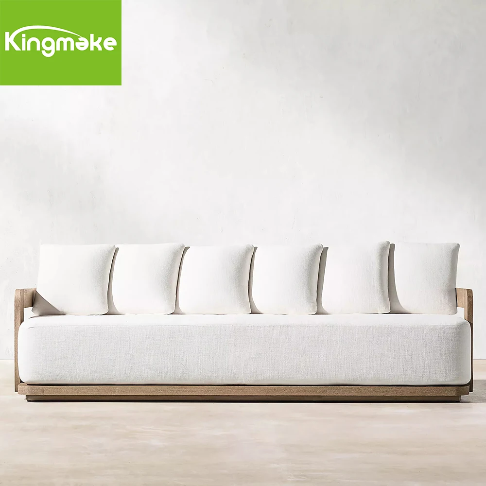 Contemporary Style Teak Garden Furniture Set With Fire Pit Comfortable Sofa Set Patio Furniture Outdoor Conversation Sets