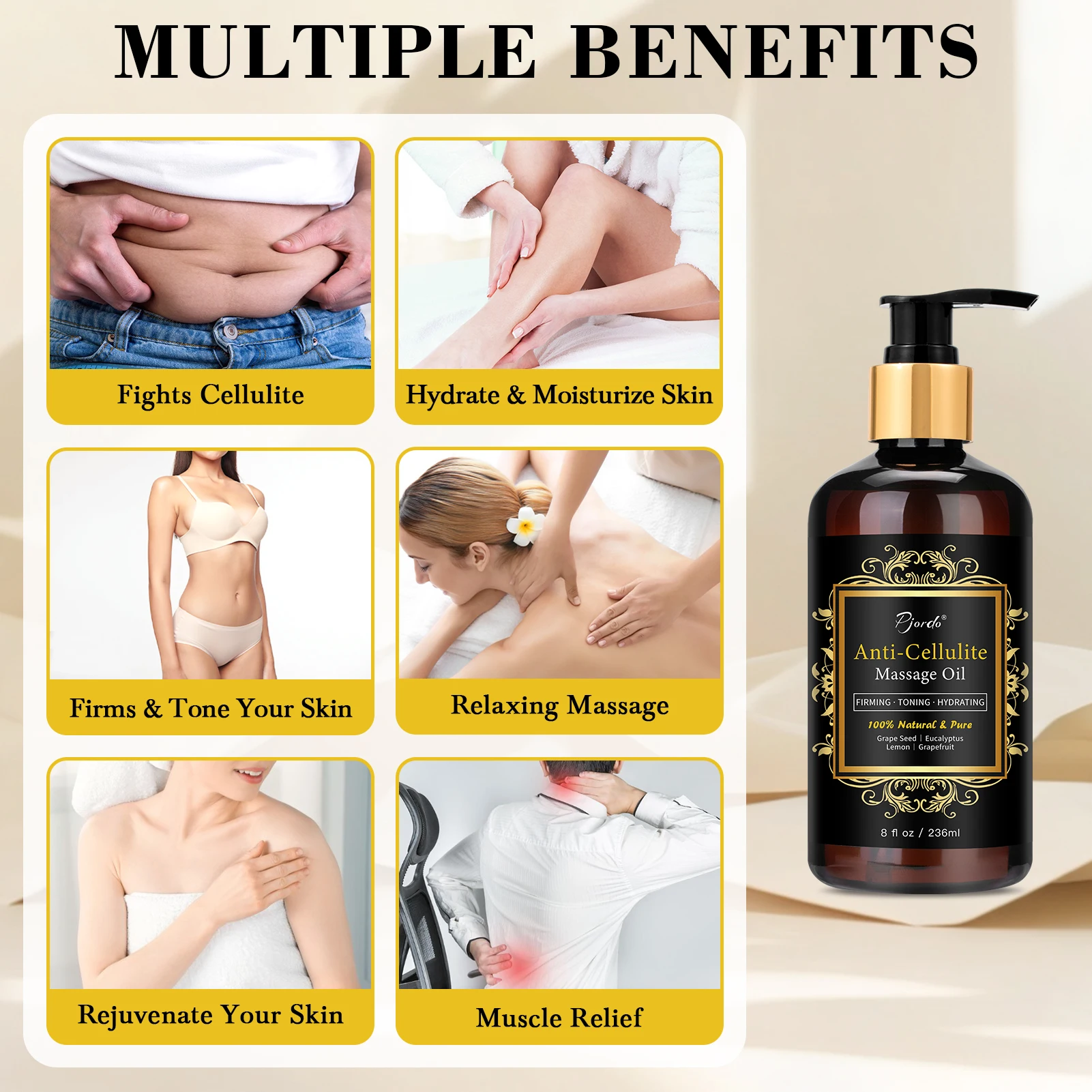 Private Label Natural Body Care Firming Massage Oil Thin Leg Waist Fat Burner Anti Cellulite Weight Loss Slimming Massage Oil