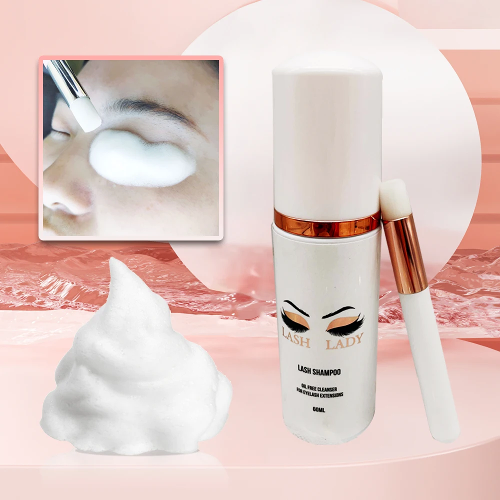 customized kit shampoo espuma 30ml tear free  lashes matte lash shampoo rose extract bottle  lilac biodegradable packaging