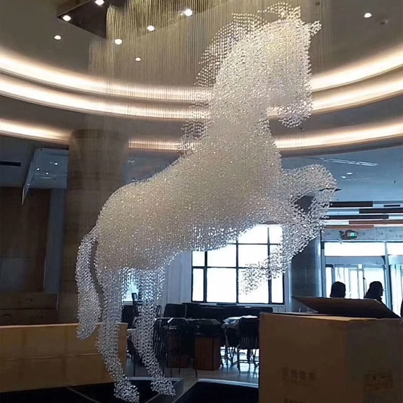 Modern LED crystal chandelier creative decoration villa hotel lobby bar restaurant hanging wire engineering lighting