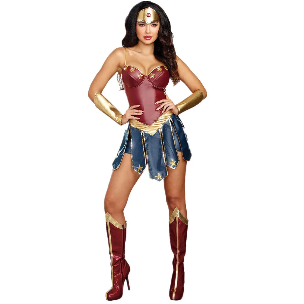 Halloween Costume COSPLAY Adult Wonder Woman Stage Outfit Sexy Superhero Suit In Stock