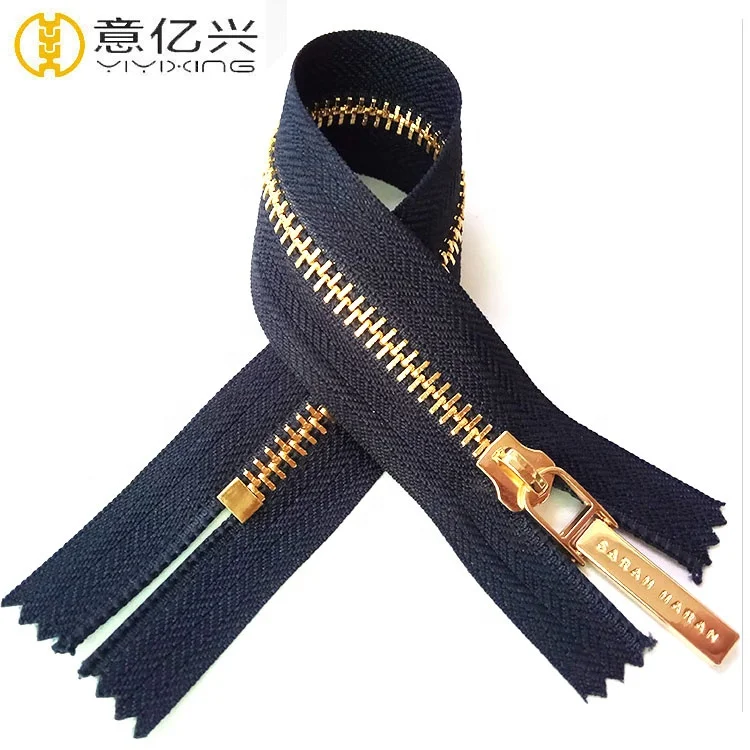 Women Purse Gold Plating Teeth Beige Metal Zipper