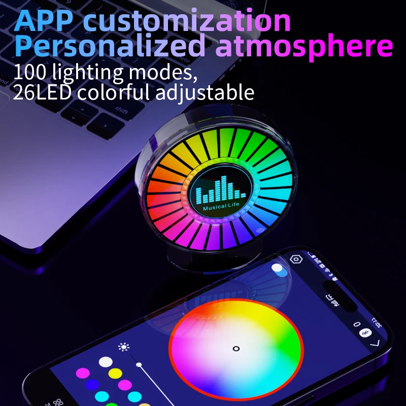 Car Vent Clip Air Freshener LED Ambient Light Aroma Magnetic Pickup Lamp Multi-Color Atmosphere Decoration Music Rhythm Light