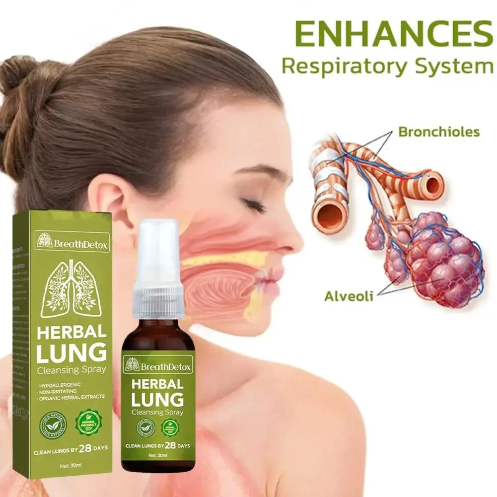 Herbal Lung Cleansing Spray Breath Detox Cleanse Spray, Herbal Lung Cleanse Mist - Powerful Lung Support