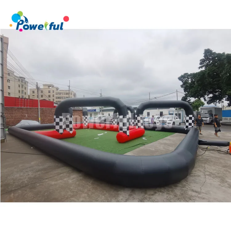 Factory Price Inflatable Bumper Car Track inflatable Go Kart Race Track inflatable Zorb Ball Race Track For Sale