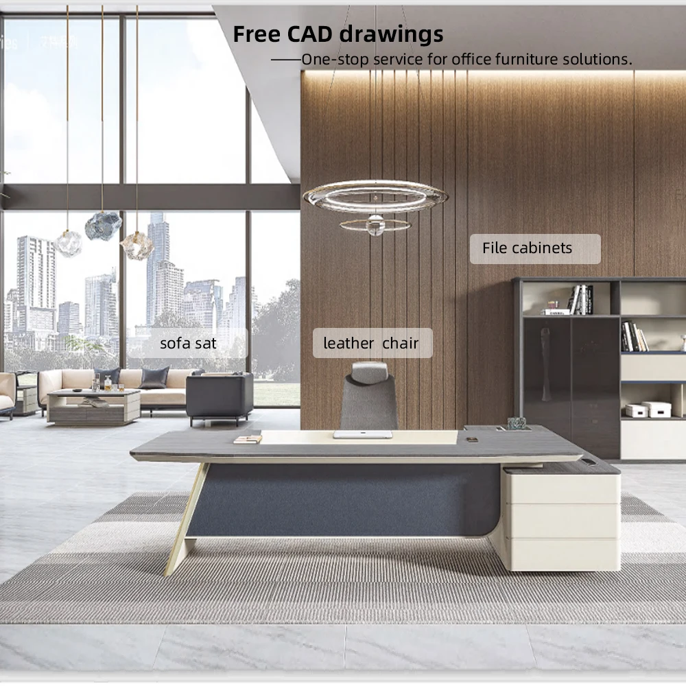 Modern L Shape Ergonomic Office Desk Luxury High End Executive Office Desk And Chair Ceo Boss Wooden Antique Office Table