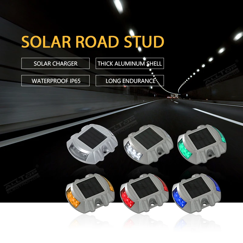 ALLTOP High Quality Aluminum Pc Solar Powered Outdoor Ip65 Waterproof Road Stud Led