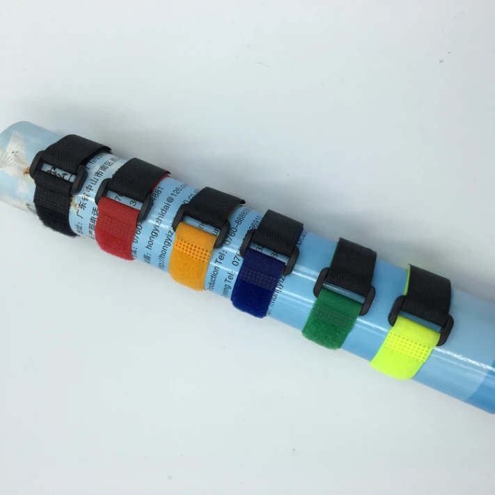 High Quality Adjustable Cable Tie Holder Double-Sided hook and loop Cable Ties Cinch Strap with Plastic Buckle