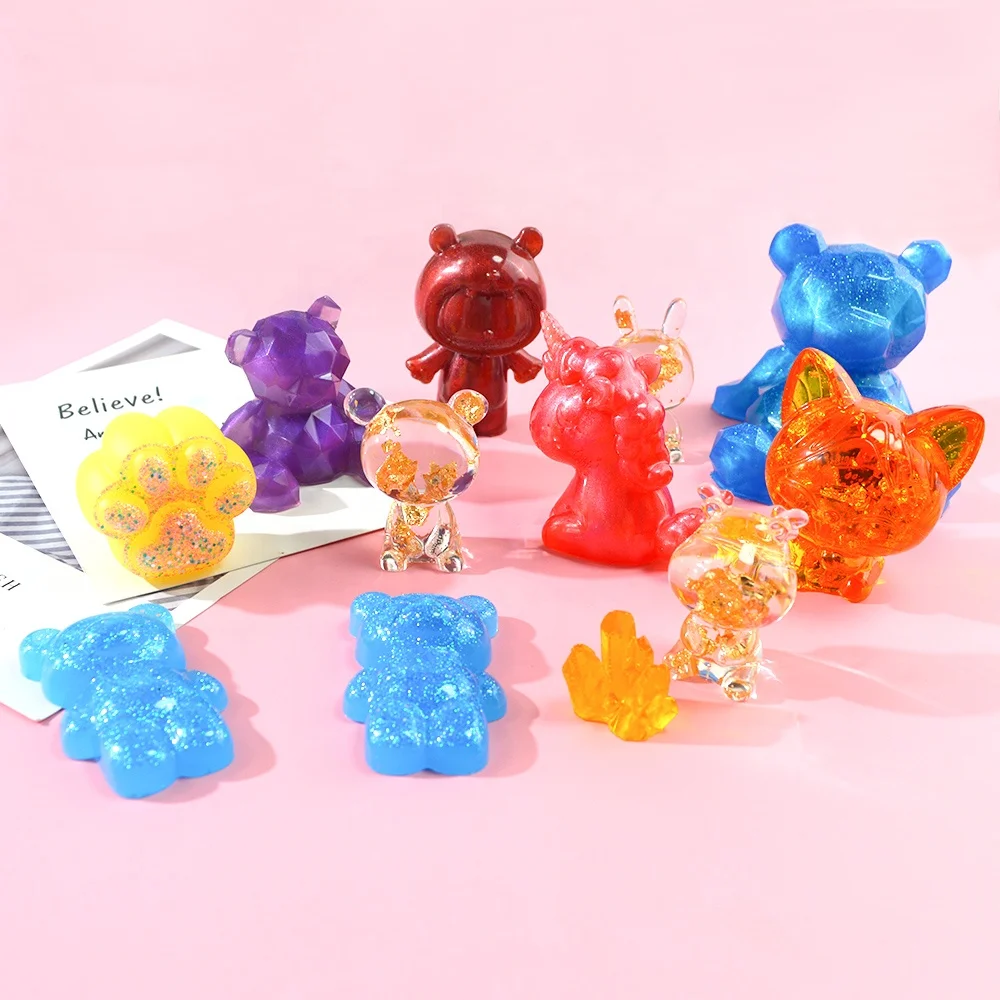 Silicone Mold Set Bear Cat Paw Resin DM148 DIY 3D Cake Tools Moulds for Craft Jewelry All-season Support