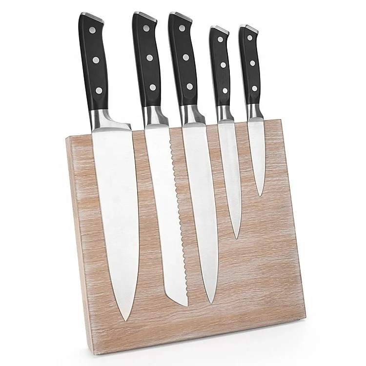 6PCS Amazon ABS handle German Stainless Steel Kitchen Knife Set with Strong Magnetic Block