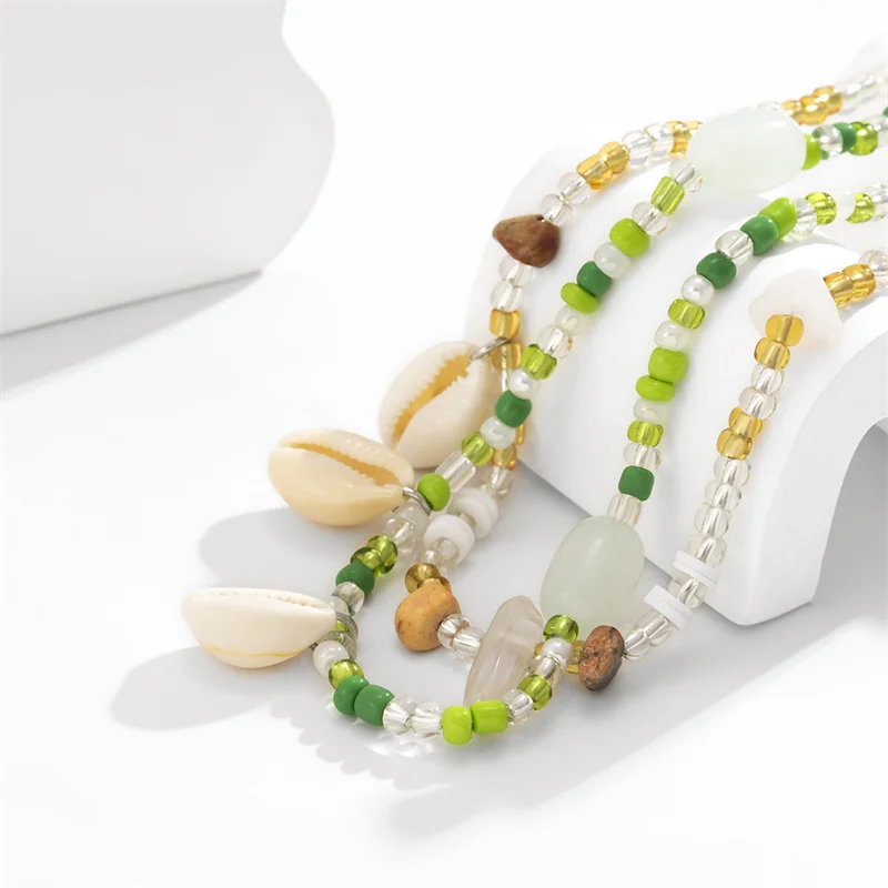 Summer Holiday Sexy Belly Chain Shell Glass Stone Rice Beads Multi-Layer Body Chain Gravel Tassel Waist Chains Women Jewelry