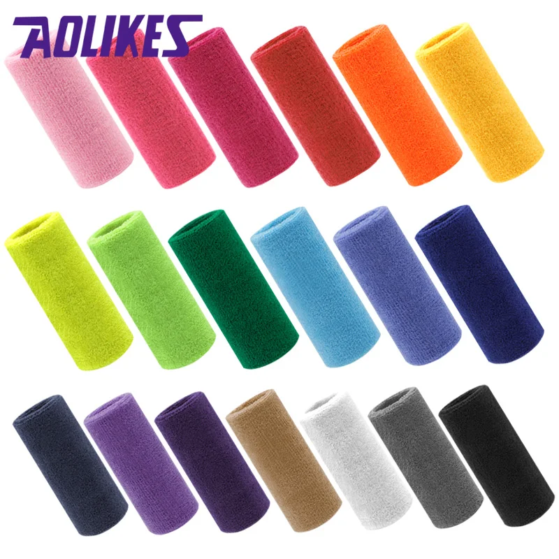 Aolikes Custom Logo Breathable Elastic Cotton Towel Wholesale Sports Wrist Guard Strength Training Sweatband