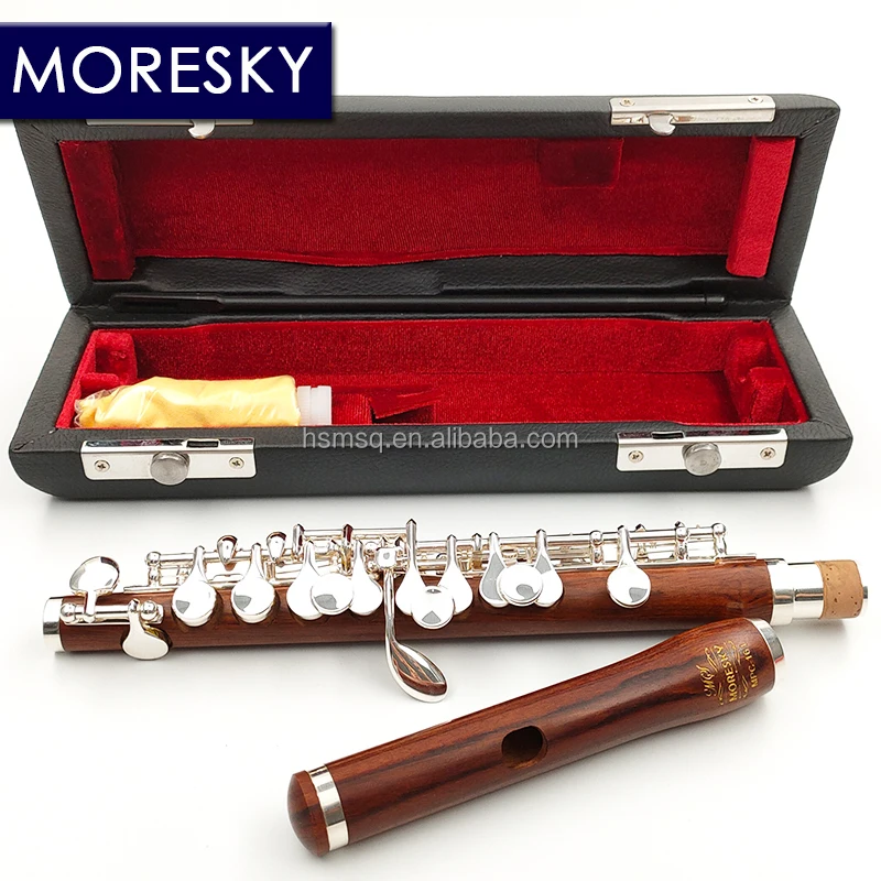 
MORESKY red wood Piccolo C Key Cupronickel Flute Silver Plated keys Redwooden/Grenadilla Body Material 