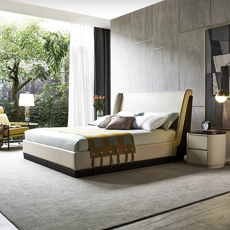 Luxury king size bed furniture bedroom set luxury italian foshan bed Shunde