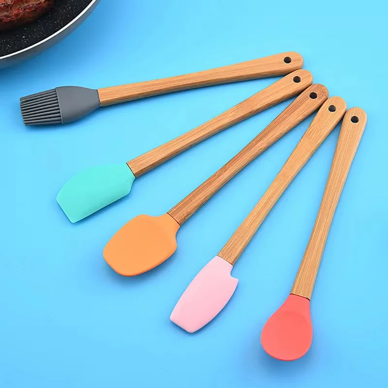 Kitchen Baking Tools Set 5pcs Mini Utensil Children Cooking Cake Brush Scraper Silicone Spatula For Kids