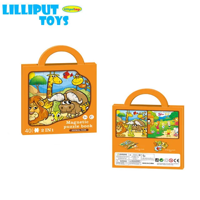 Magnetic book 40 pieces Magnetic Animal  Puzzle Game for Children Creativity and Motor Skills