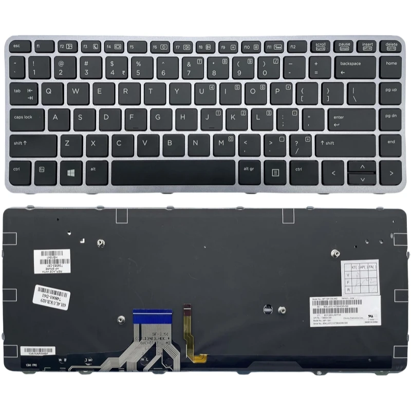 Hot Sale Laptop Keyboard Notebook For HP Elitebook Folio 1040 G1 G2 For 739563-001 Silver Frame Laptop Keyboard SP/UK/US